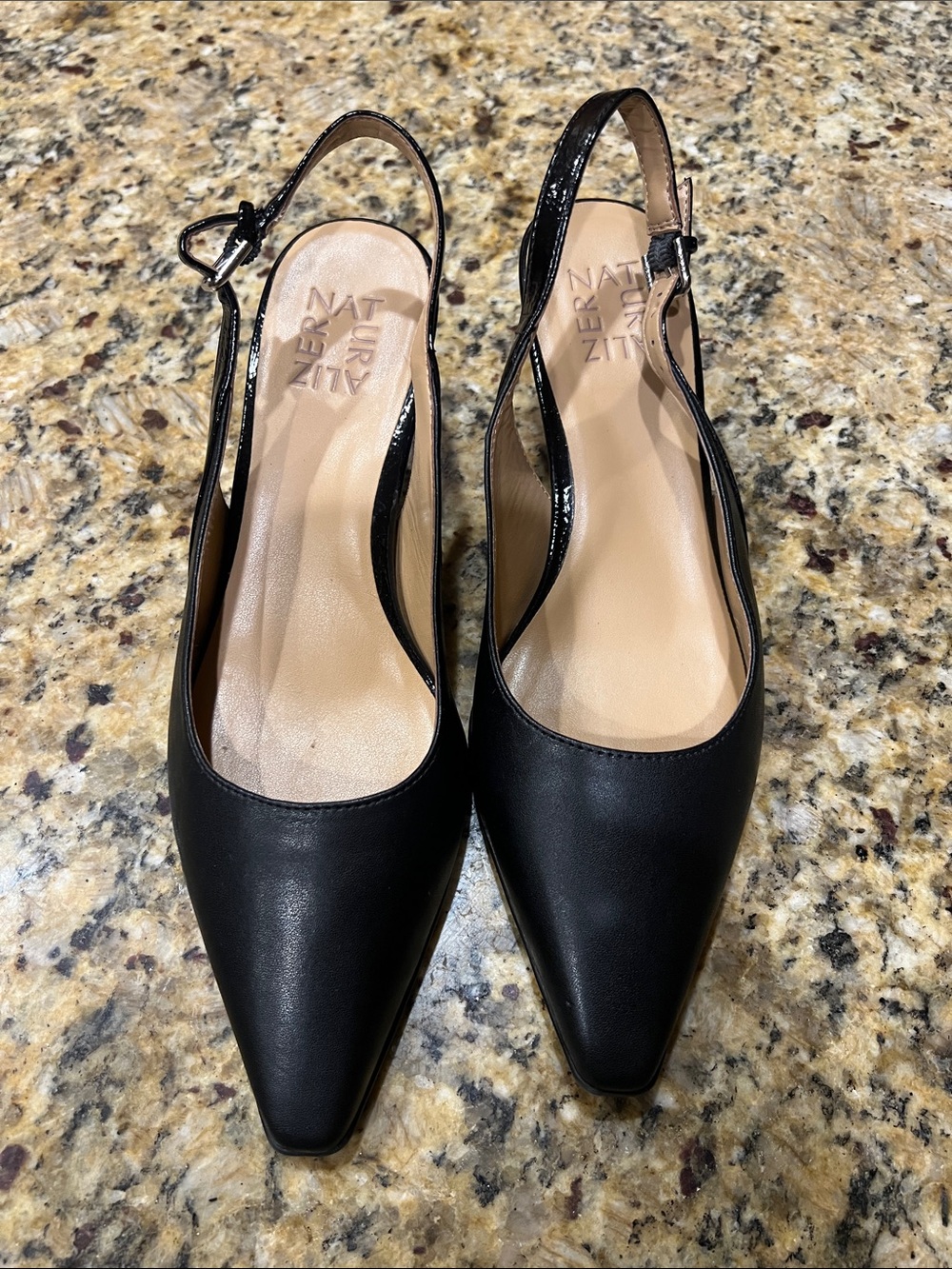 Black Pointed Slingback heels